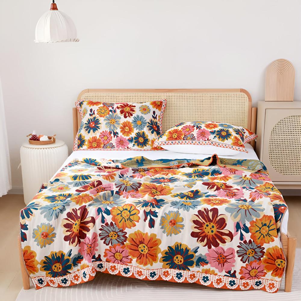 Bright Flower Cotton Blanket — main product photo