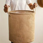 Cotton Linen Waterproof Foldable Laundry Basket — main product photo