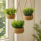 Leafara Hanging Artificial Plant In Woven Basket Pot — main product photo