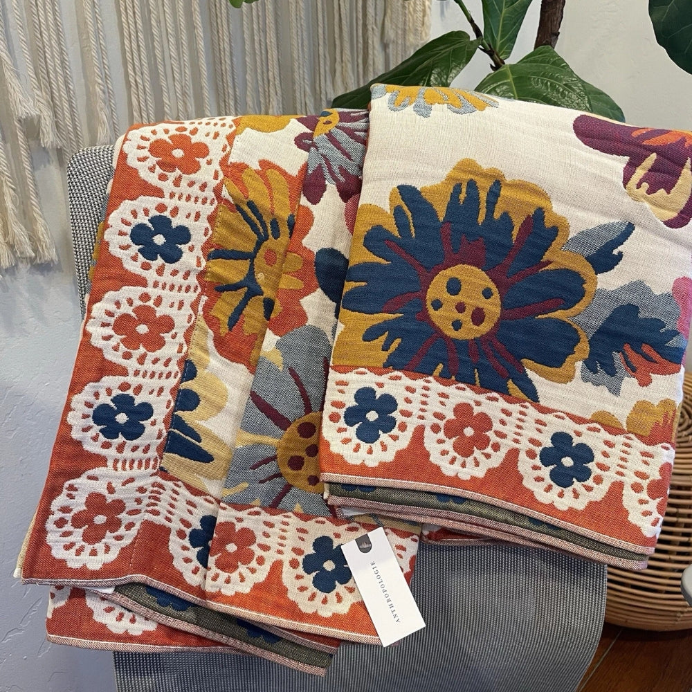 Floral Fiesta Bath Towel — size and scale reference
