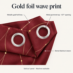 Gleam Chic Blackout Curtain features: gold foil wave print, metal grommet top with 1.57 inch opening, dense blackout weave