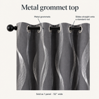 Modern Wave Pattern Blackout Curtain metal grommet top on a curtain rod, sold as 1 panel 52 inches wide