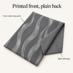 Modern Wave Pattern Blackout Curtain silver wave print on the front, plain grey back