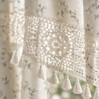Whimsical Meadow Lace Curtain close-up of the crochet lace insert and tassels