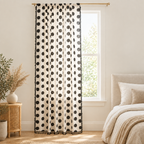 Chic Polka Dot Tassel Window Curtain filtering morning light in a calm bedroom