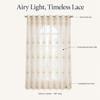 Elyvia Embroidered Classic Sheer Lace Curtain features: grommet top, embroidered sheer tulle, scalloped lace hem, sold as 1 panel 106 inches long