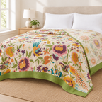 Soft Blossom Breeze Coverlet – folded back to show the reversible side