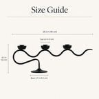 Tri Iron Twisted Candle Holder size guide: 18.1 in wide, 6.3 in tall, 3.7 in base