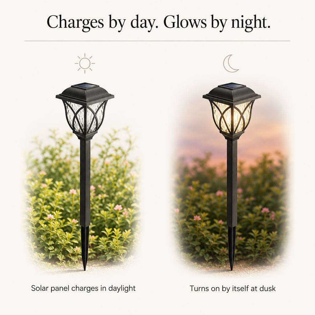Solar lantern charges in daylight and turns on by itself at dusk