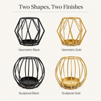 Wireframe candle holder styles: Geometric and Sculptural in Black and Gold