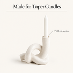 Knot ceramic candle holder fits taper candles, 1 inch opening