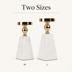 Pyramid marble and gold candle holder in two sizes, M and L