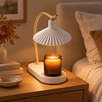 Ivory Maple candle warmer lamp on a bedside nightstand