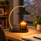 Ebony Oak candle warmer lamp on a home office desk