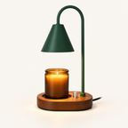 Luma Nordic candle warmer lamp, Forest Cone green shade with walnut-tone base