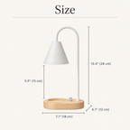 Candle warmer lamp size: 13.4 in tall, 5.9 in under the shade, base 7.1 x 4.7 in