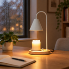 White Cone candle warmer lamp on a home office desk