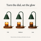 Rotary dimmer on the base and on/off switch on the cord