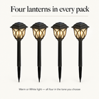 Four solar garden lanterns in every pack, all in the Warm or White tone you choose