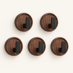 Nordic Walnut Wood Wall Hooks, Set of 5 — product photo