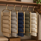Golden Hue 5-Tier Trouser Hangers, Set of 5 — in use at home