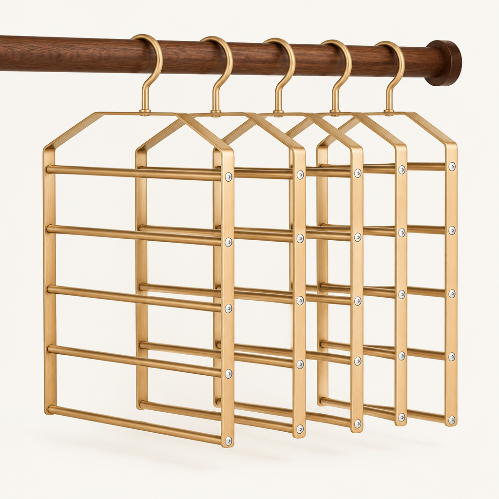 Golden Hue 5-Tier Trouser Hangers, Set of 5 — product photo