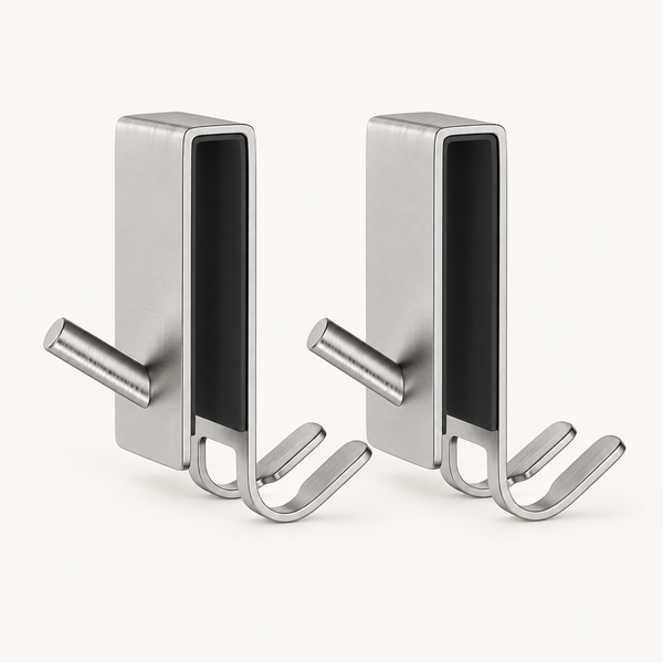 On Glass Stainless Shower Door Hooks | 2-Pack