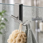 On Glass Stainless Shower Door Hooks, 2-Pack — styled in the home
