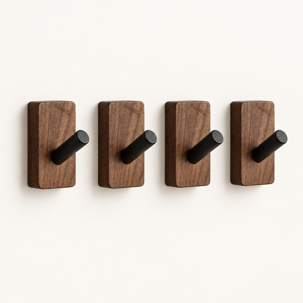Natural Wood Wall Hooks, Set of 4 — product photo
