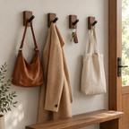 Natural Wood Wall Hooks, Set of 4 — in use at home