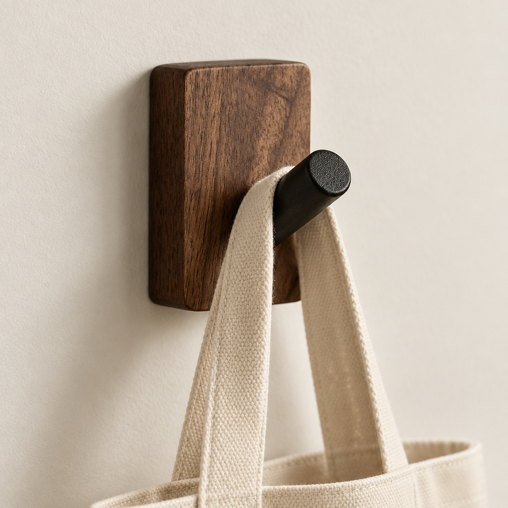 Natural Wood Wall Hooks, Set of 4 — styled in the home
