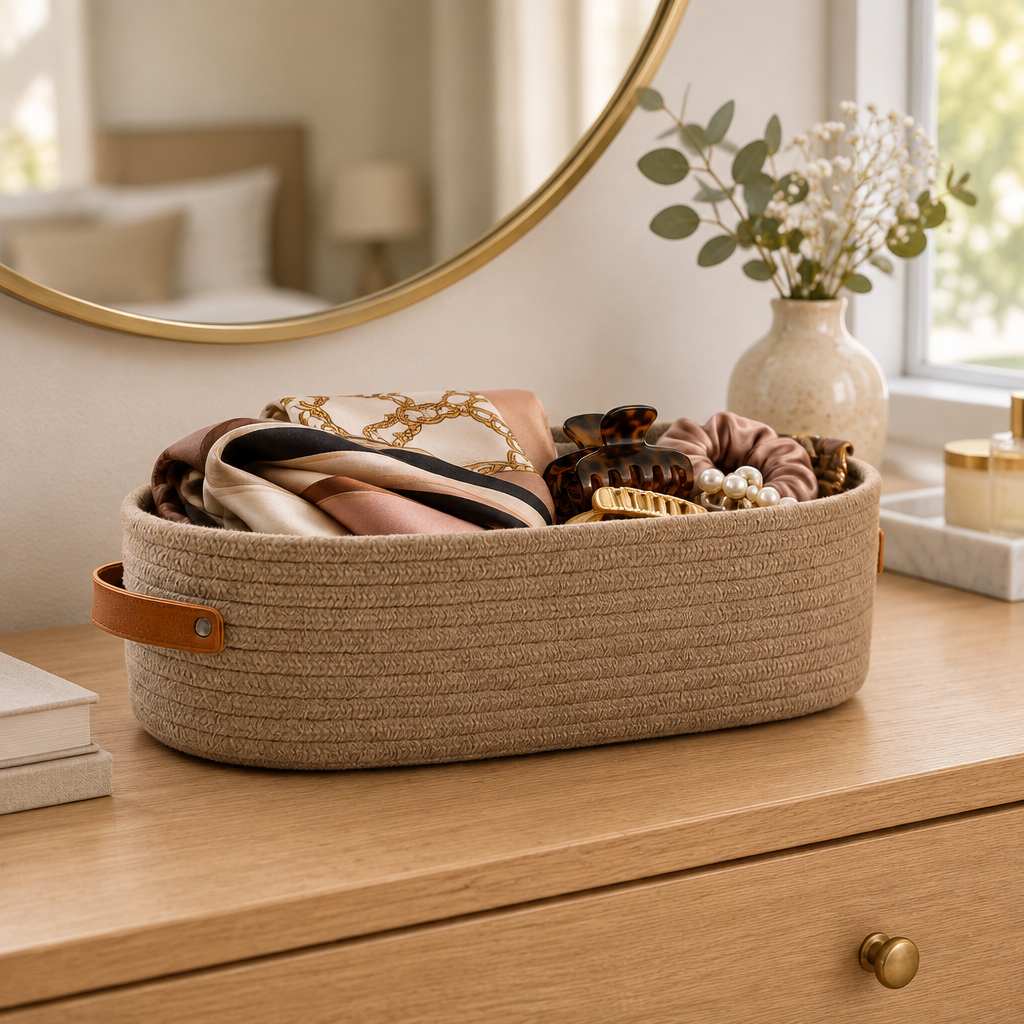 Harper Woven Storage Basket — styled in the home