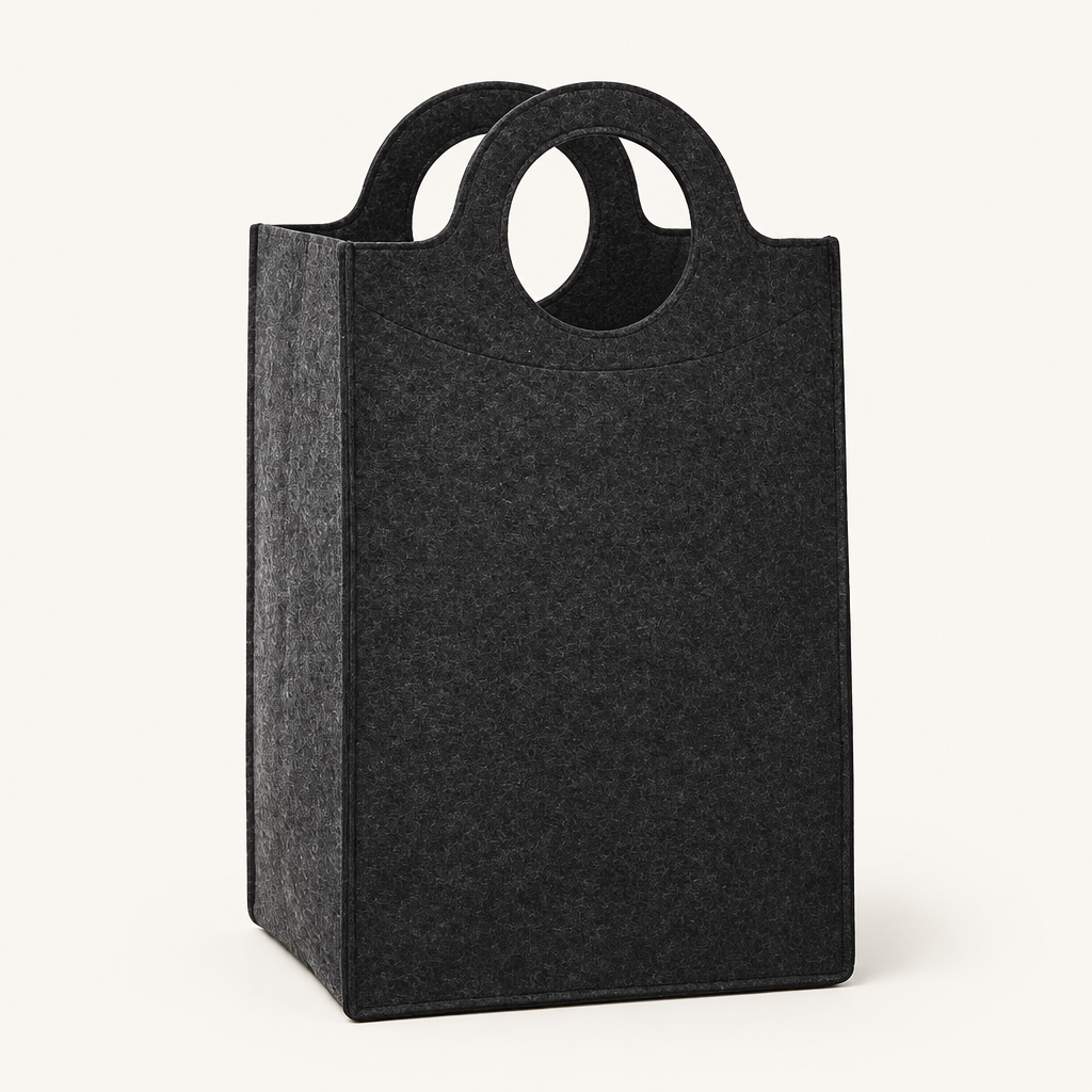 Oxford Fold Felt Laundry Basket — product photo