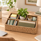 Nature Nest Rattan Organizer — in use at home