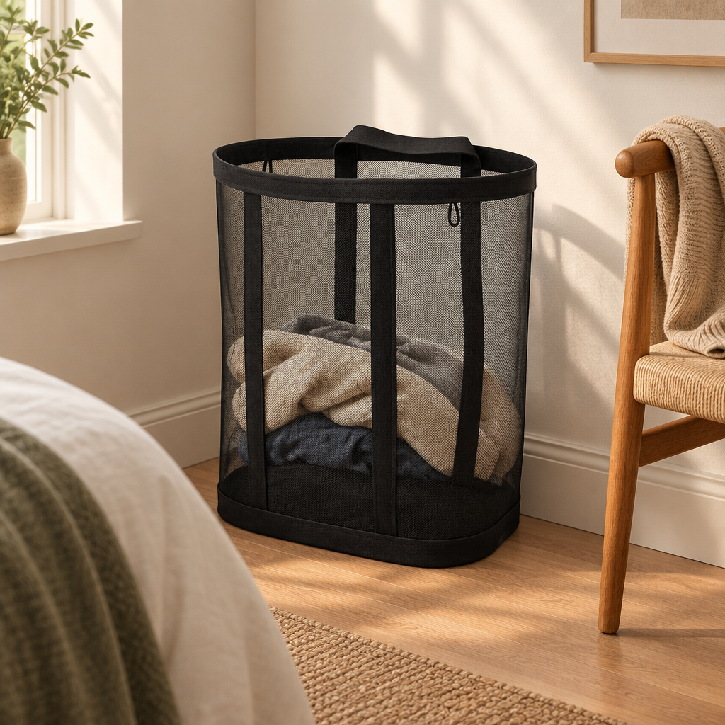 Foldable Mesh Laundry Basket — styled in the home
