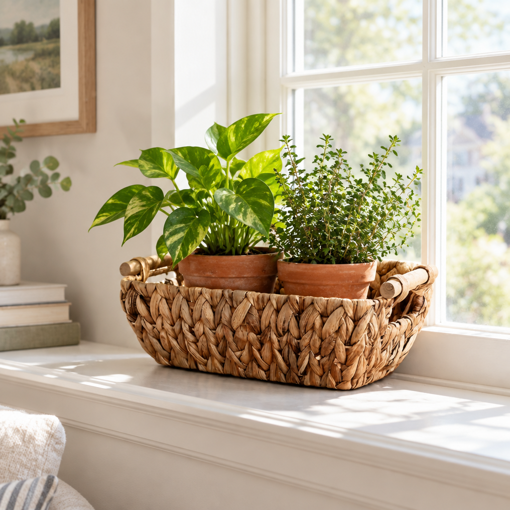 Boho Tidy Woven Storage Basket — styled in the home
