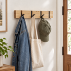 Functional Flip Wooden Wall Hook Rack — in use at home