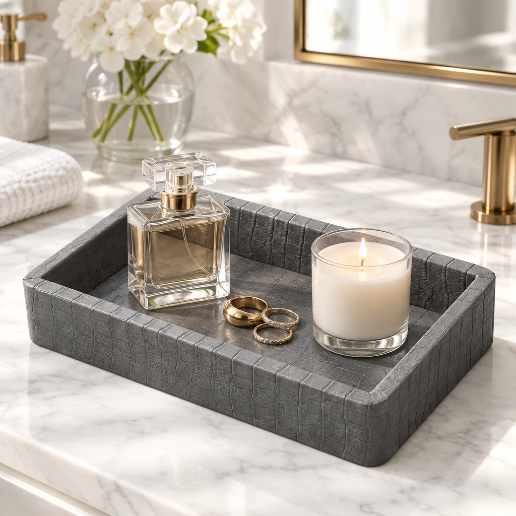 Croc Luxe Organizer Tray Box — in use at home