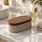 Marble Leather Lid Jewelry Storage Box — styled in the home