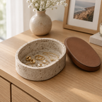 Marble Leather Lid Jewelry Storage Box — in use at home