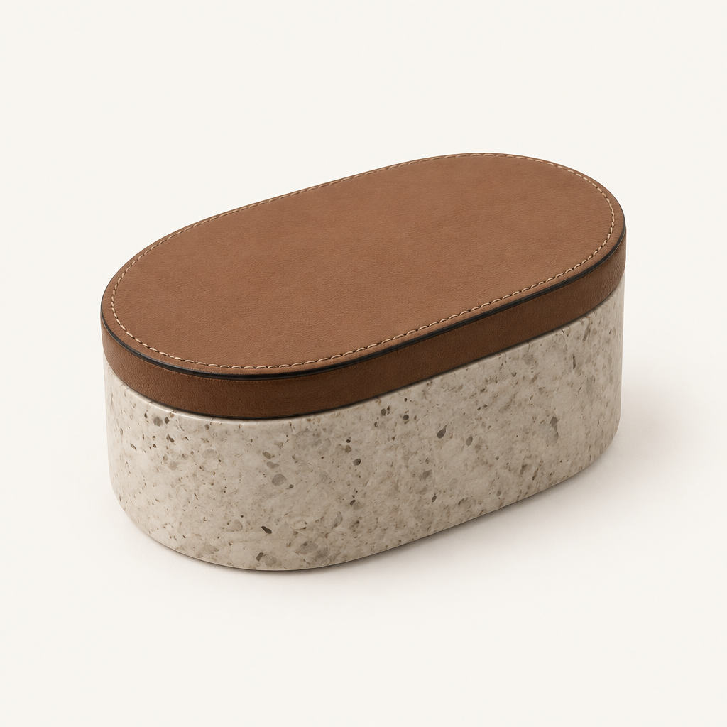 Marble Leather Lid Jewelry Storage Box — product photo