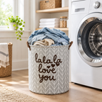 Home Charm Laundry Basket — in use at home