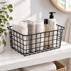 Sleek Wire Organizer Storage Basket — styled in the home