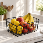 Sleek Wire Organizer Storage Basket — in use at home