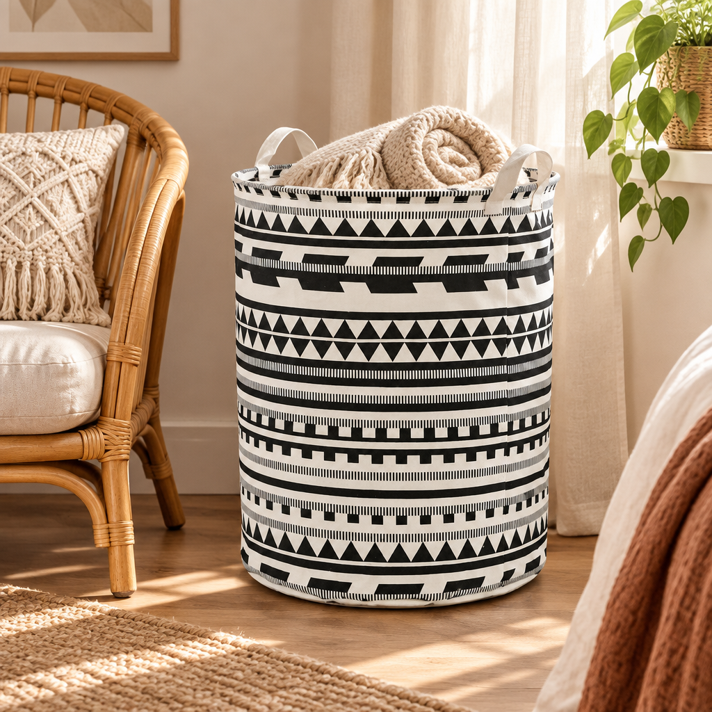 Vexa Foldable Tribal Laundry Basket — styled in the home