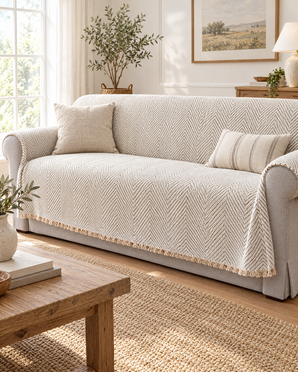 Herringbone Microfiber Sofa Cover