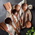 Handmade Teak Wooden Kitchen Utensils | 7 Sets — product in use
