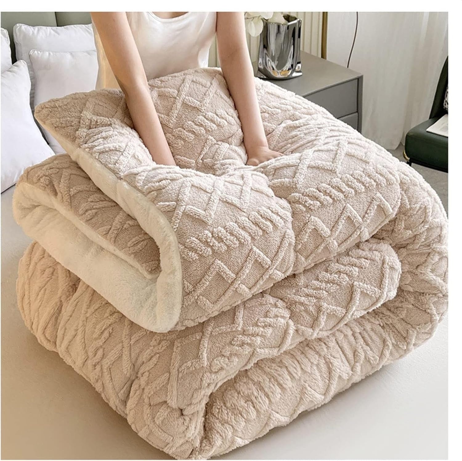 Thick Snuggle Sherpa Blanket — product in use