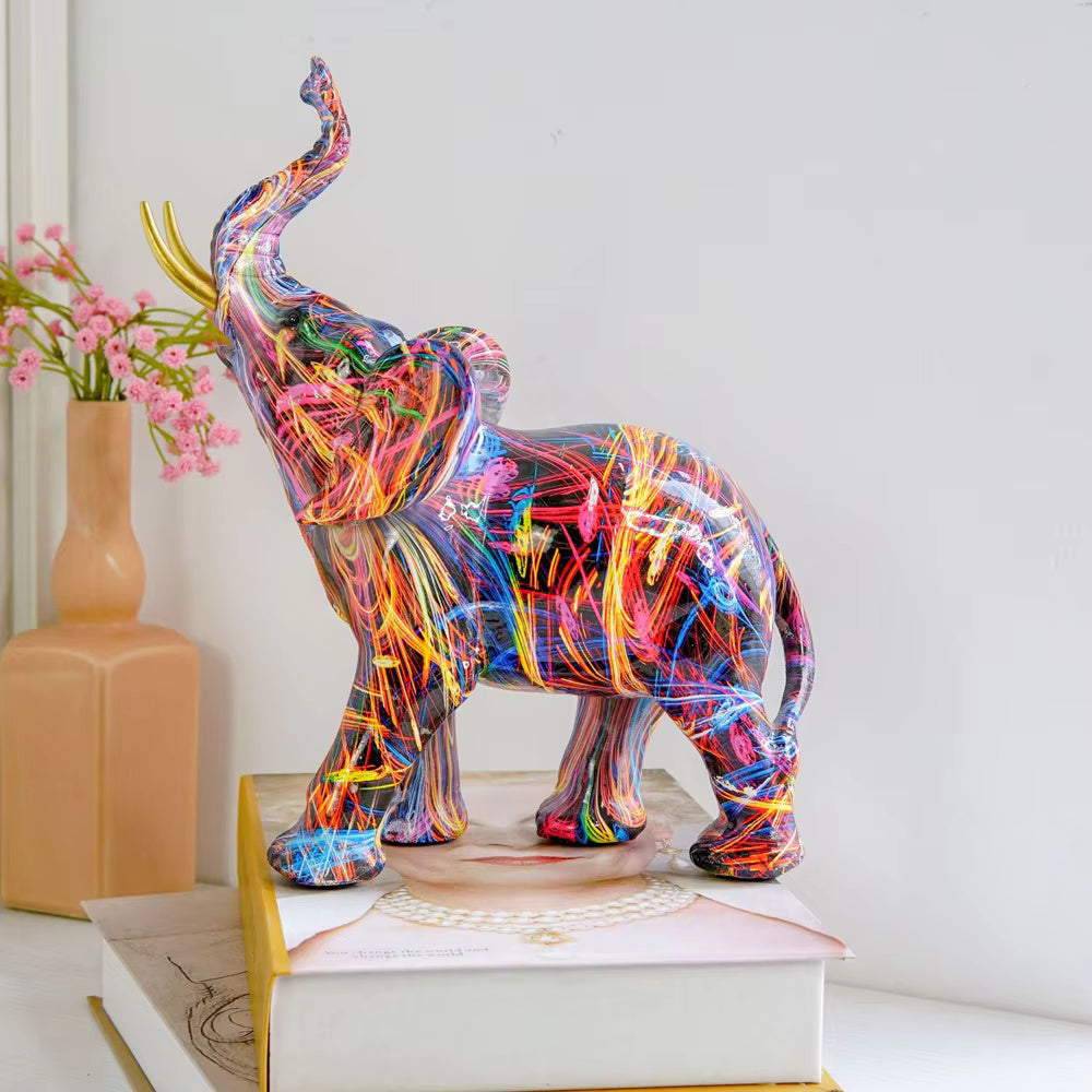 Artistic Elephant Graffiti Figurine — alternate angle view
