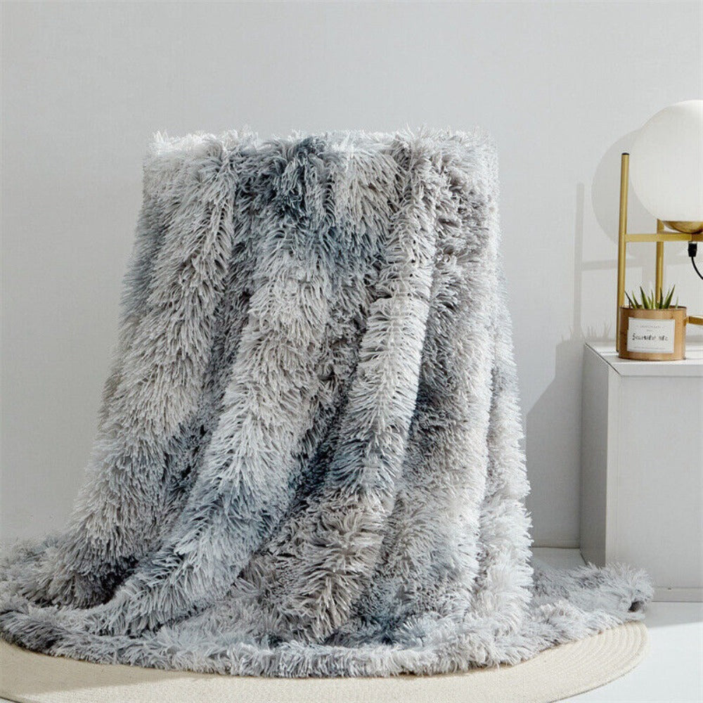 Fuzzy Faux Fur Blanket Throw — alternate angle view